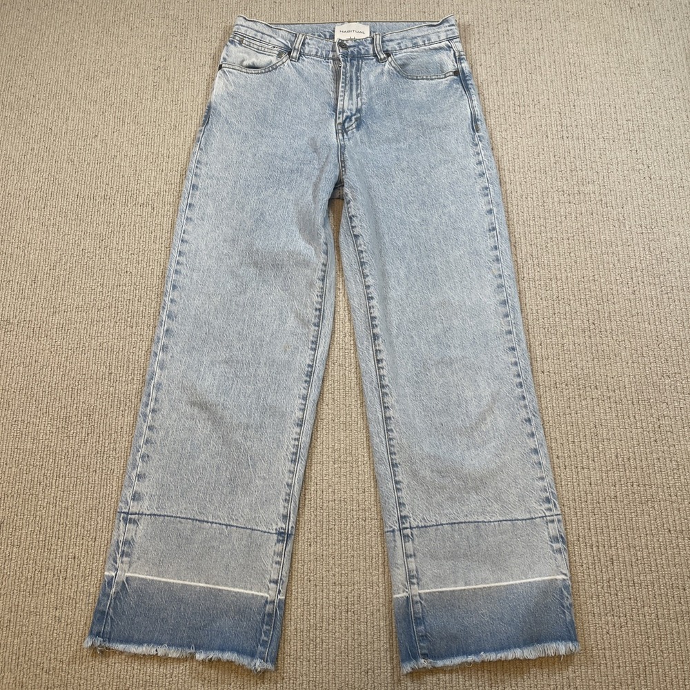 HABITUAL Women's 26 High Waisted Wide Leg Jeans Light Wash